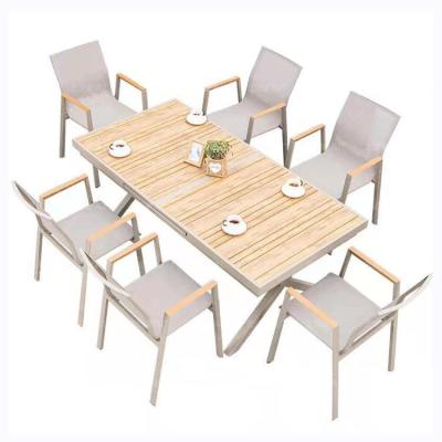 China Contemporary Nordic outdoor garden terrace villa table and chair combination creative outdoor garden plastic wood set for sale