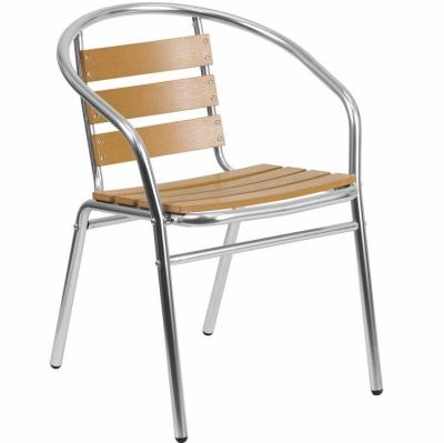 China Modern Popular Modern Outdoor Aluminum Wood Dining Chair for sale