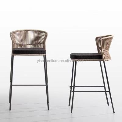 China Modern Outdoor Aluminum Rope Garden High Stool Chair For Bar Table for sale