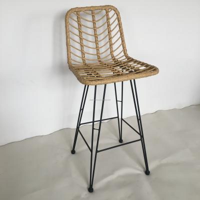 China New Modern Nordic Simple Rattan Bar Chair Fashion Rattan Bar Stool Chinese Steel Bar Chair for sale