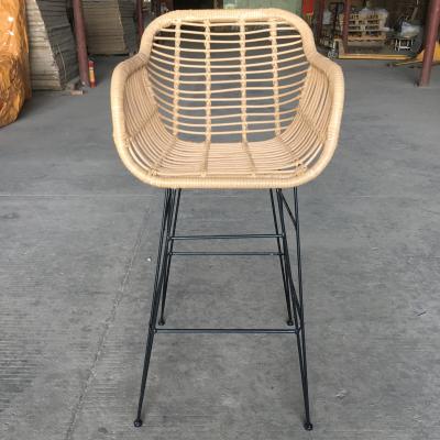 China PE modern European style leisure fashion metal rattan wicker bar stool for sale