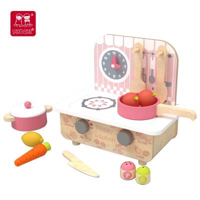 China 2022 Wooden Play Kitchen New Design Pretend Kids Role Play Mini Kitchen Toy Kids Wooden Toys for sale