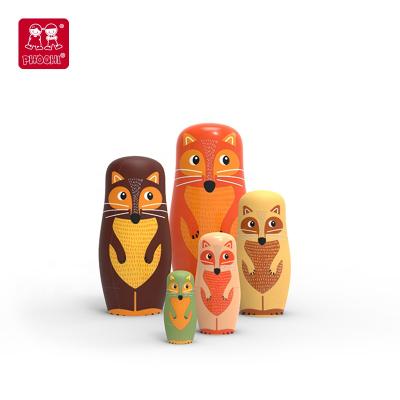 China Custom Doll Toy Wooden Matryoshka Nesting Russia 5 PCS Educational Children Toy New Design Hand Paint for sale