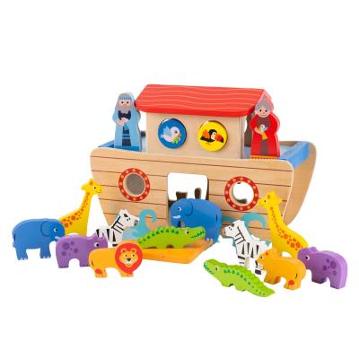 China 2021 New MDF+PLYWOOD Kids Toy Educational Learning Children Noah Ark Wooden Shape Sorter Toy for sale