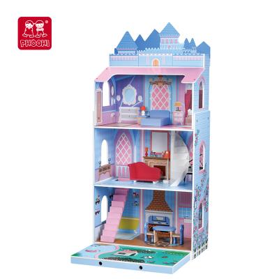 China 2021 NEW MODEL TOY 2021 Big Floors Petend Girls Wooden Doll's Room Role Play Children's Play Set For Children for sale