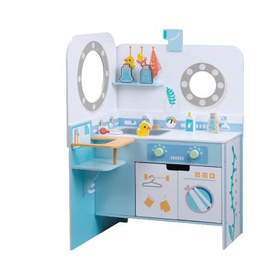 China 2021 New Cartoon Toy Doll Furniture Baby Care Activity Center For Children Wooden Role Play Toy for sale