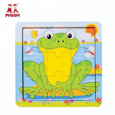 China Educational Toy Children's Jigsaw Wooden Animal Frog Jigsaw Jigsaw Puzzle For Kids 1+ for sale