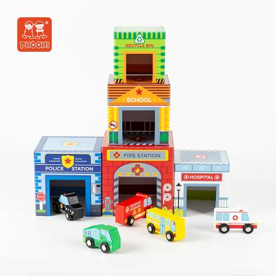 China Cardboard+MDF 10 Pcs Children Educational Toy Traffic Stacking Cubes For Children for sale