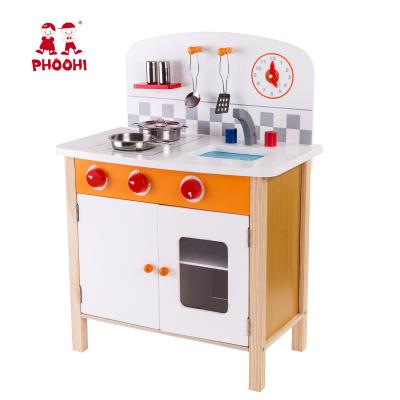 China MDF+Solid Wood+Stainless Kids Role Play Game Chief Cooking Toy Pretend Wooden Kids Kitchen Play Set for sale