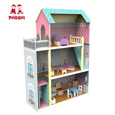 China MODEL TOY New Arrival Kids Pretend Play 3 Layers Large Wooden Dollhouse Large Dollhouse For Children for sale