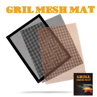 China Easily Cleaned PTFE Fiberglass BBQ Grill Mesh Non-Stick Reusable Babecue Mat 3pcs Pack for sale