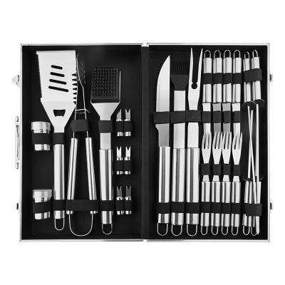 China High Quality Dustproof 26pcs Outdoor BBQ Tool Kit with Aluminum Case BBQ Grill Tool for sale