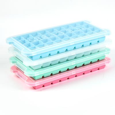 China Sustainable 36 Cavity Silica Gel Ice Cube Mold With Lids For Refrigerator for sale