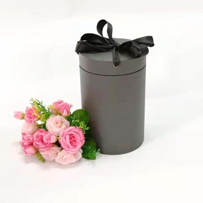 China Art Paper Rose Flower Boxes Recyclable Custom Flower Printing Packaging Paper Gift Boxes Round Cylinder Flower Paper Gift Box for sale