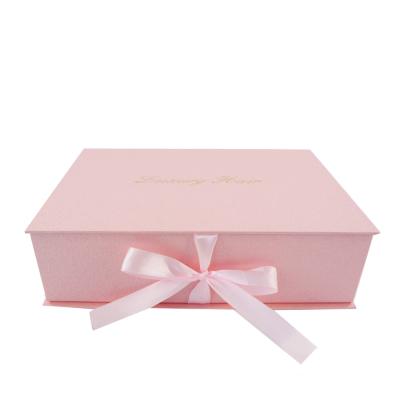 China Custom Handmade Logo Wig Hair Extension Magnetic Closure Gift Box Packaging With Ribbon for sale