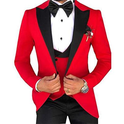 China Anti-Wrinkle Color Pure Lapel 3 Piece Crossover Men Suit Slim Fit Suit Groom Tuxedo Wedding Prom Suit for sale