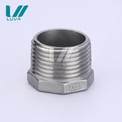 China Non Standard Stainless Steel Pipe Fittings 150lb Female Thread Reducer Stainless Steel Hex Bushing for sale