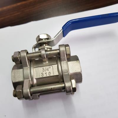 China General Female Thread 304 Stainless Steel 316 (CF8 CF8M) 3 Pieces Ball Valves (3 PC) for sale