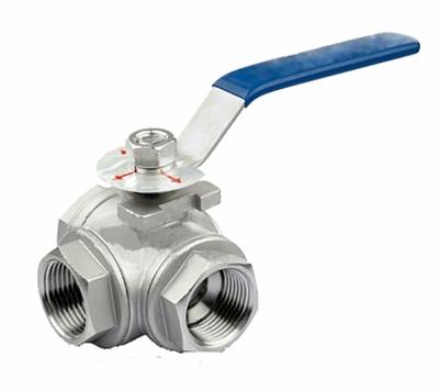 China Commercial Kitchen 3 Way Ball Valve Stainless Steel Female Thread High Quality Sanitary Ball Valve for sale