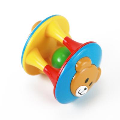 China Musical Baby Rattle Plastic Ring in Clear Colorful Beans Insert Craft Toy Cartoon Bear Hand Bell Education Learning Toys for Toddler. for sale