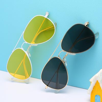 China Newest Fashion Oval Sunglasses Kids Oval Glass Shades Oversized Metal Polarized Sunglasses Kids UV400 for sale