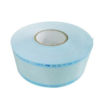 China paper plastic & Sterilization Indication Mark Packaging Pouches Autoclave Sterile Medical Gusseted Pouch Roll Blue CE Certificate Film Heat Sealing Sterilization For Dental for sale