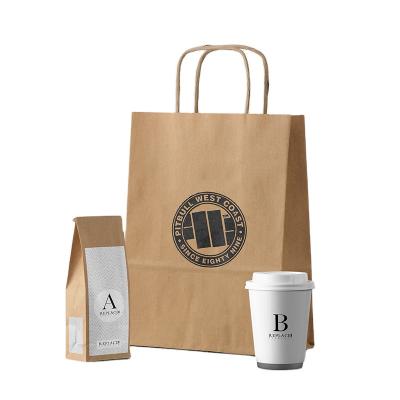 China Recycled Materials Wholesale Customised Plain Takeaway Paper Bag Eco-Friendly Recycled Brown Kraft Paper Takeout Bag With Logo For Fast Food for sale