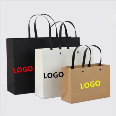 China Recycled Materials luxury custom logo printed white gift paper shopping bags with logos Printed Reusable Carry Tote Bag Grocery Shopping Bags for sale