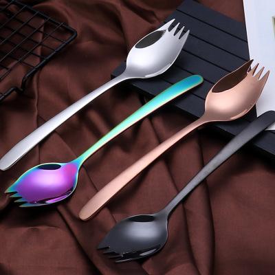 China Creative Western 304 Stainless Steel Salad Fork Fruit Salad Fork Disposable Spoon Long Handle for sale