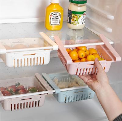 China 2021 Plastic Retractable Egg Holder Refrigerator Storage Basket Fruit Storage Basket For Refrigerator Kitchen Supplier for sale