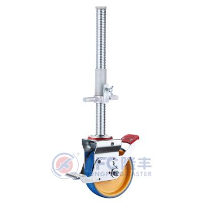 China Building Material Shops 6 Inch High Quality Red Nylon Wheel Height Adjustable Scaffolding Caster With Brake for sale