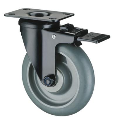 China swivel & Longfeng Rigid Caster---Top Medical Furniture Caster Wheel Hospital Bed Wheel Caster TPR Flat Total Lock Ball Bearing for sale