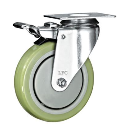 China Hospital LFC 125mm Pressed Steel Swivel Polyurethane Medium Duty Caster With Iron Brake for sale