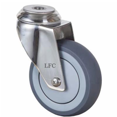 China Hospital Longfeng Caster --- High Quality Medical TPR Swivel Bolt Hole Stainless Steel Bed Caster Wheels for sale