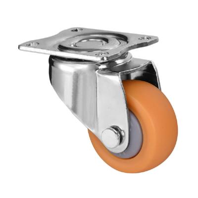 China High Quality Mini 33*39/30*24mm Plate PP Top Swivel Orange Furniture Caster Wheels for sale