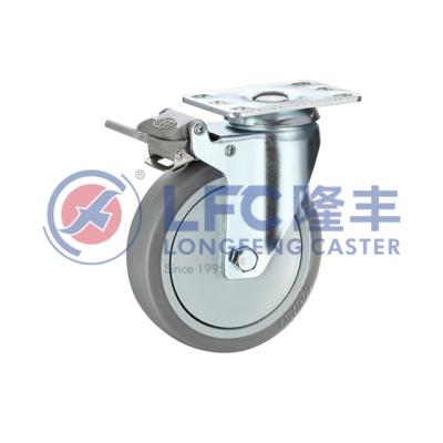 China Construction Material Shops Wholesale Swivel Plate TPR+PP Steel Top Rim Industrial Caster Wheels With Brake for sale