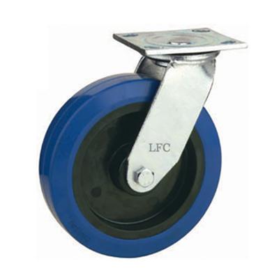 China Other Swivel Plate Blue Elastic Rubber Heavy Duty Castor Wheel for sale