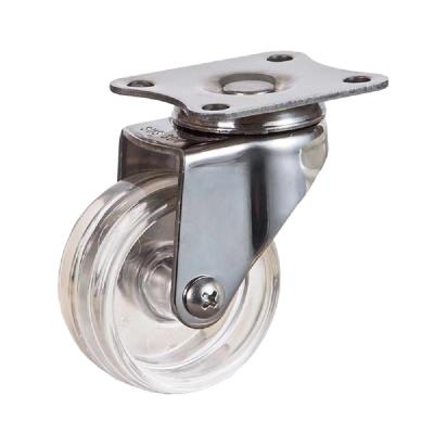 China 40mm 50mm Transparent PC Wheel Stainless Steel Casters Wheels For Furniture 54*43mm for sale