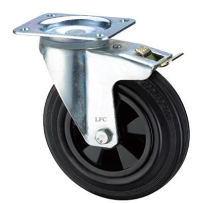 China Building material stores pass EN12532 and EN840-5 standard metal lock waste bin plastic caster wheel with brake and rubber caster for sale