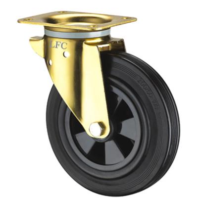 China EN840 Flat Free Standard 6inch Swivel Solid Rubber Caster Wheel Waste Bin Rubber Caster Wheels for sale