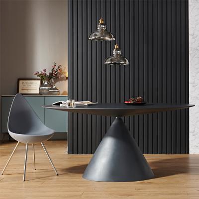 China Other Contempo Metal Set 6 Seater Contemporary Stainless Steel Modern Style Black Chipboard Round Dining Table for sale