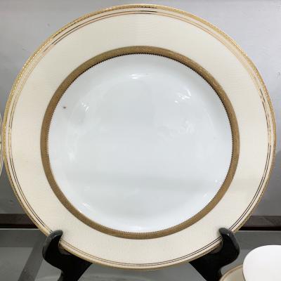 China Cheap price white porcelain bone china ceramic dinner plate tableware western plates tray for hotel restaurant party home office for sale