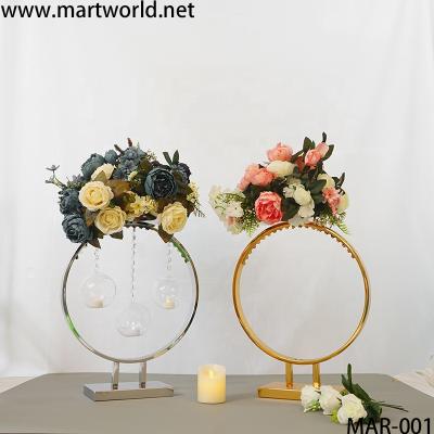 China New metal round gold home table centerpiece decoration flower arrangement arch display stand for home house decoration(MAR-001) for sale