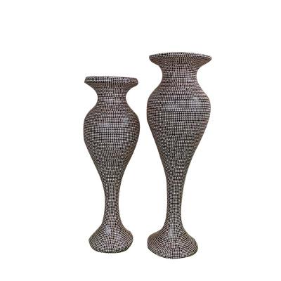 China wholesale brown flower fiber glass vase stand walkway lobby villa garden display table for home garden hotel restaurant wedding party for sale