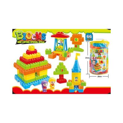 China Construction Toy Bulk Puzzle Blocks Castle Dangle Building 66pcs Packaging Soft Plastic Building Block Toys for sale