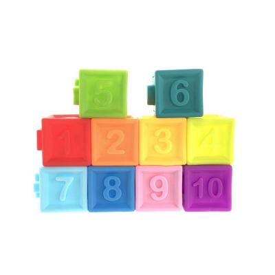 China Construction Toy Baby Soft Rubber Building Blocks 10 Piece Diy Kids Building Block Toys For Children for sale