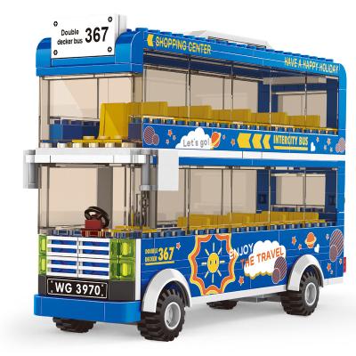 China Construction Toy Wange 3970 Double Decker Bus Kids Educa Plastic Block Wooden Toys for sale