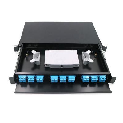 China FTTH FTTB FTTX Network 1U 19 Inches ODF Sliding Type Port Optical Drawer 36 Fiber Optic Patch Panel for sale