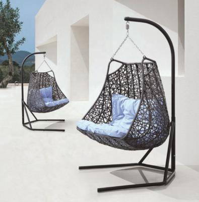 China Portable Outdoor Garden Egg Design Rattan Patio Swing Chair Double 2 Seat Swing Chair for sale