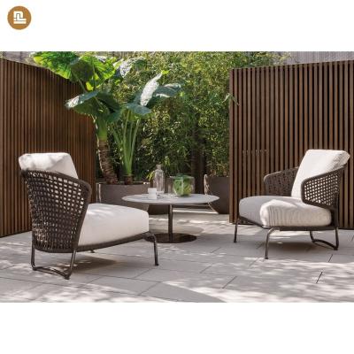 China Garden Patio Aluminum Single Armchair Outdoor Rattan Garden Chair With Woven Rope for sale